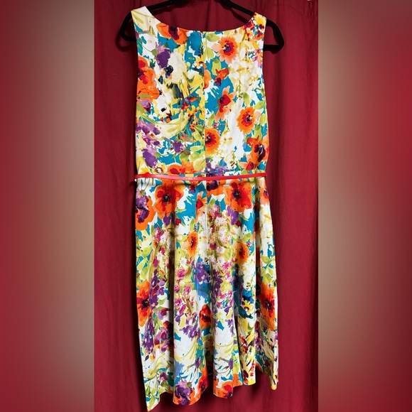 NEW Evan Picone Floral Dress with Red Belt size 12 - Picture 4 of 7
